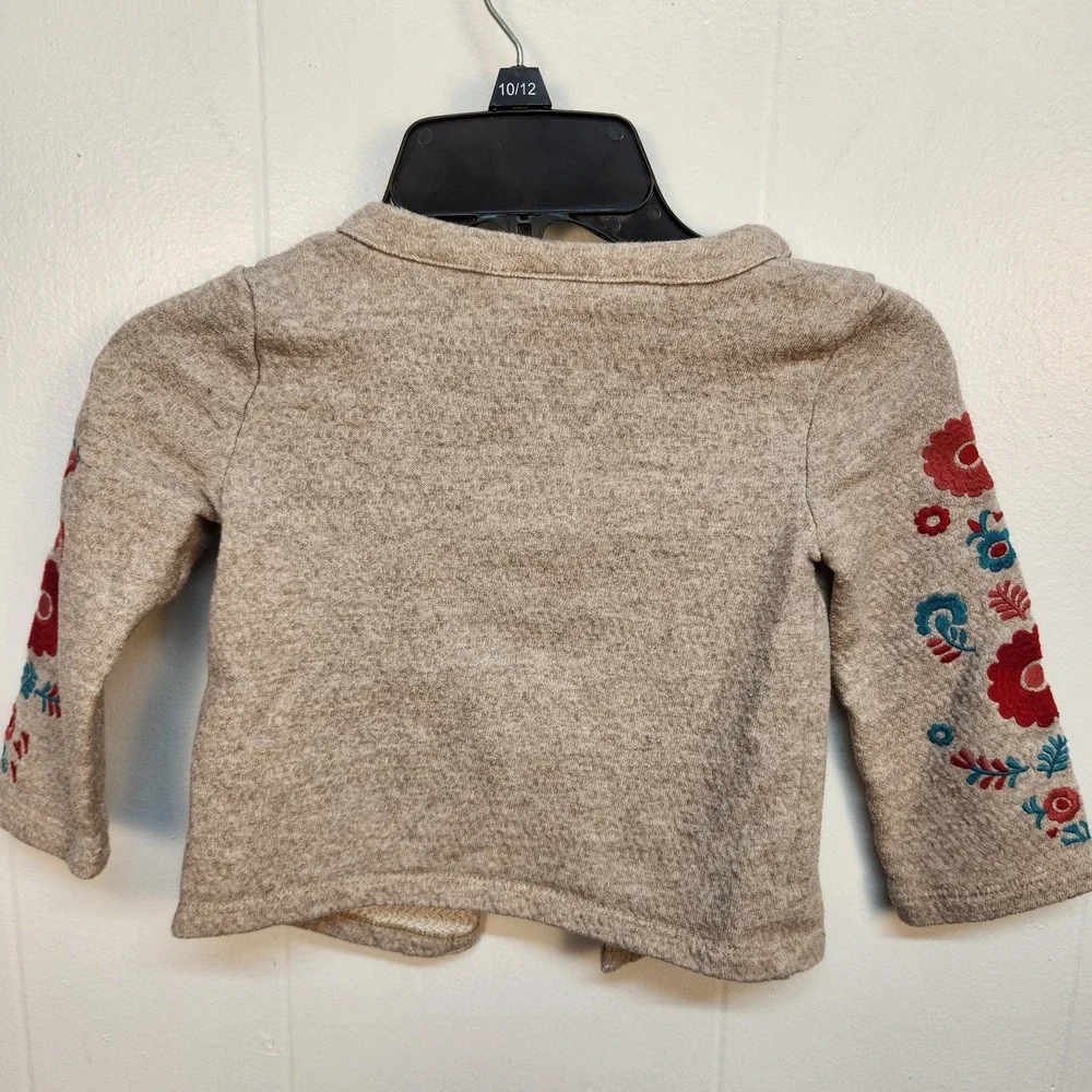 Genuine Kids OshKosh Cardigan Sweater 3T Beige Embroidered Floral Cotton‎ Girls